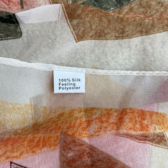 Sheer silky scarf long rectangle polyester wrap accessory mod geometric print - Picture 5 of 5